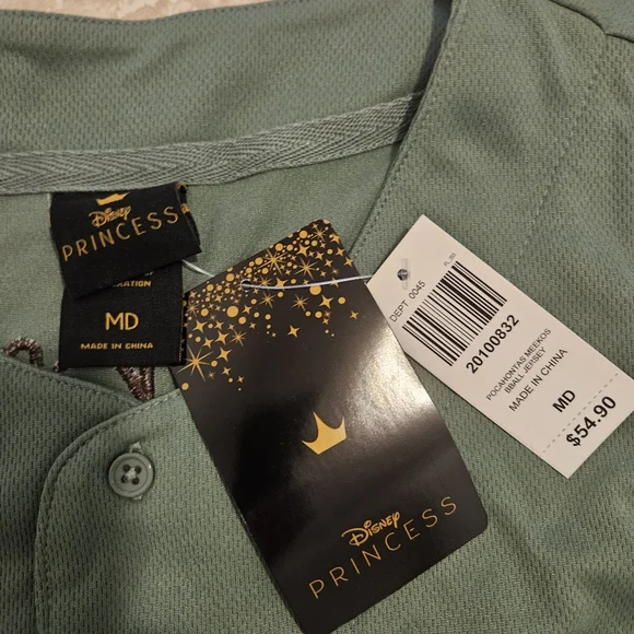 Disney Woman's Green Pochahontas Basball Jersey Top - Picture 3 of 4